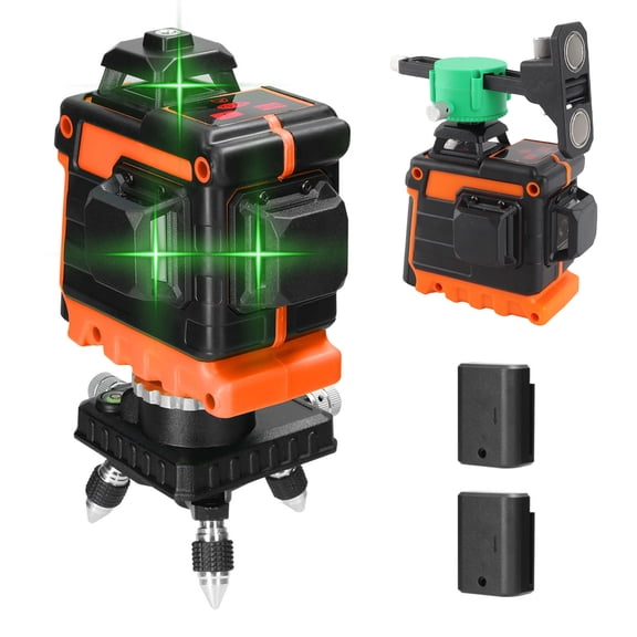 BIMZUC 12 Lines Green Light Laser Level Mini Multifunctional Self-leveling Tool Black and Orange