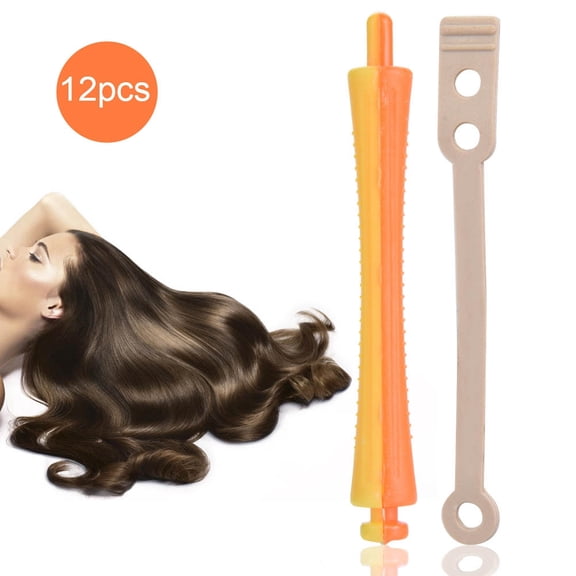 BIMZUC 12 Pcs Standard Hair Rollers Heat Perm Wave Rod Clip Curlers with Rubber Band, SH-3 Professional Styling Tool, 3.54 inches / 9 cm Length, 0.43 inches / 1.1 cm Diameter