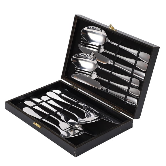 BIMZUC 12-Piece European 304 Stainless Steel Flatware Set Service for 4 Classic Silverware Black Box
