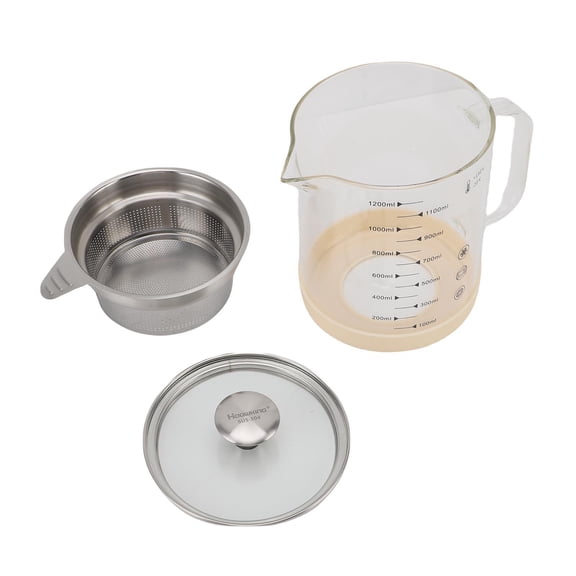 BIMZUC 1200 ML High‑Borosilicate Glass Oil Strainer Pot with Ultra‑Fine Mesh Filter – Multi‑Use for Tea, Soy Milk, Oil & Fruit Drinks