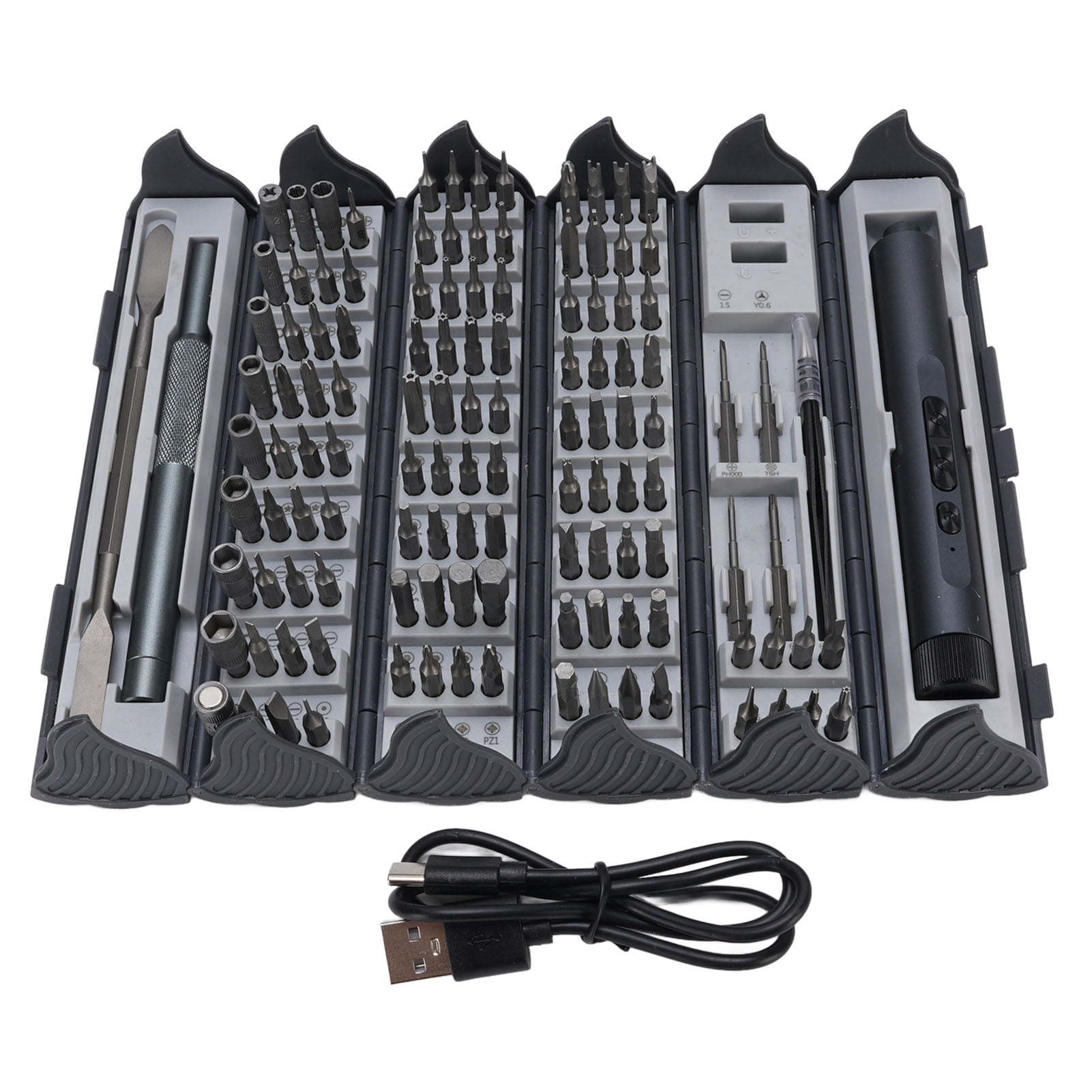 BIMZUC 124 in 1 Electric Screwdriver Set, Cordless Rechargeable Precision Repair Tool Kit with Storage Box, Li-Ion Battery Powered, Ideal for Electronics Phone PC Laptop Camera, 7.08 in / 18 cm