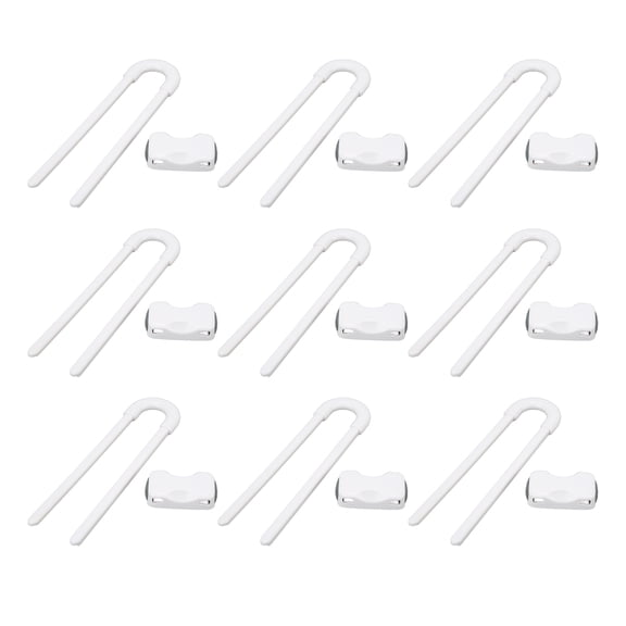 BIMZUC 12PCS U Shaped Child Locks Safety Cabinet Childproof Latches for Storage Door Drawer Window White (7.3 inches / 18.5 cm) Multi-Purpose Protection Set for Baby Toddlers