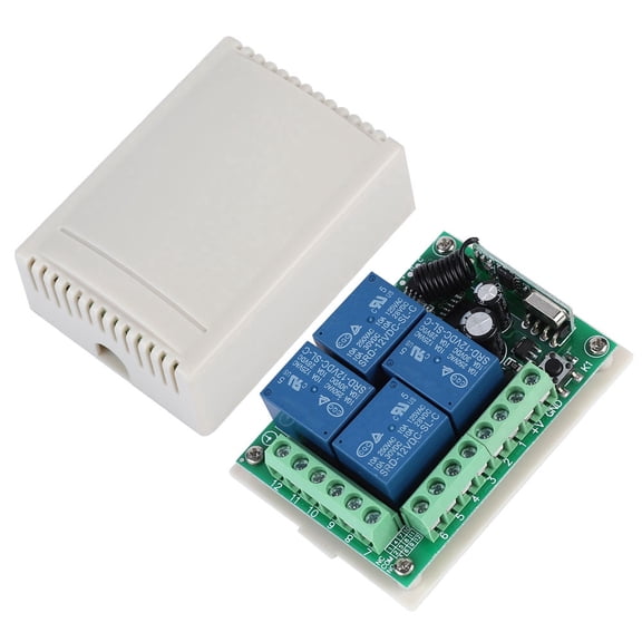 BIMZUC 12V 4-way Wireless Remote Control Switch Wireless Relay Receiver Transmitter Replacement (3 x 2.2 x 1 in / 7.5 x 5.5 x 2.5 cm)