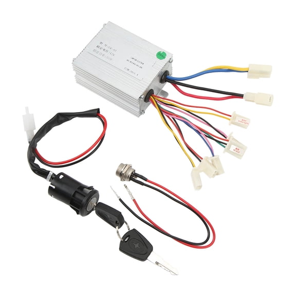 BIMZUC 12V 500W Brush Motor Controller Electric Bike Motorcycle Controller Lock and Charging Port Set E-Bike Conversion Accessories Replacement Parts Silver Aluminum Finish (7.87 inches / 20 cm)