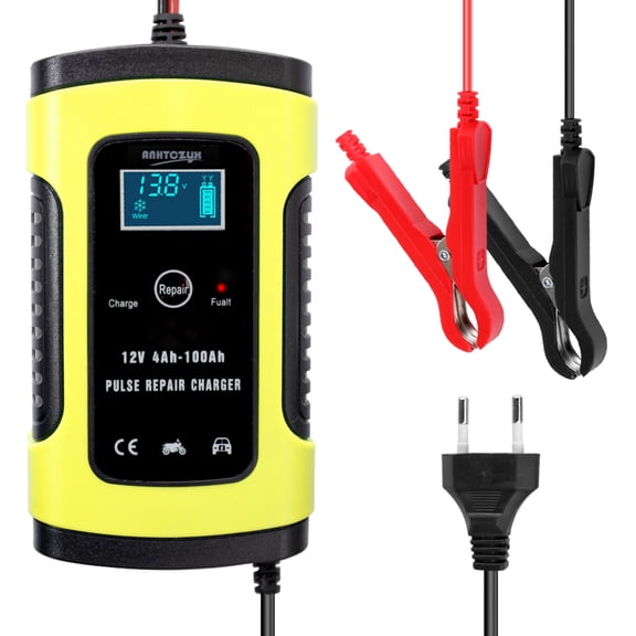 BIMZUC 12V 6A Full Automatic Car Battery Charger and Intelligent Trickle Maintainer Pulse Repair with LCD Digital Display for Car Motorcycle Lead Acid Battery 150x90x65mm / 5.9x3.5x2.6 inches