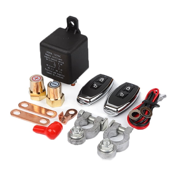 BIMZUC 12V Car Relay 200A Remote Dual Wireless Disconnect Switch Copper Coil Battery Isolator with 2 Remote Controllers (3.03 inches / 7.7 cm)