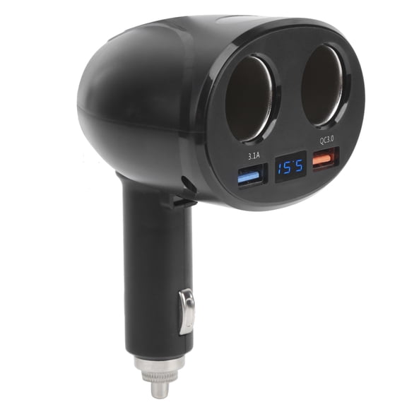 BIMZUC 12V Dual USB Car Charger Adapter Cigarette Lighter Socket Splitter Automobile Electronics for Phones Tablets Dash Cams Black 4.9 inches / 12.5 cm Universal Fit Interior Power