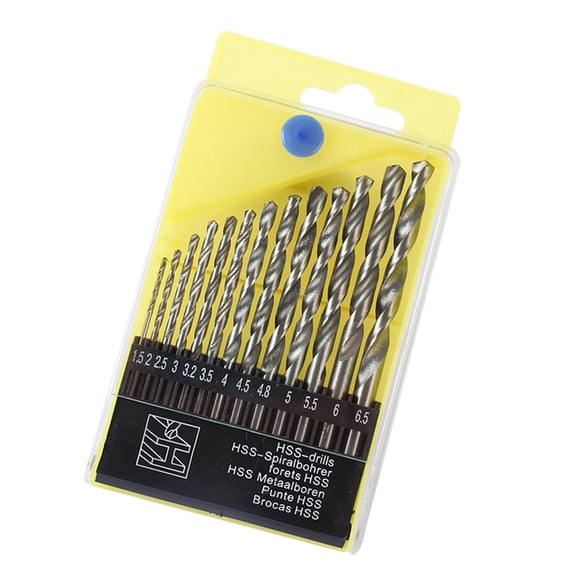 BIMZUC 13-Piece Bearing Steel Twist Drill Bit Set with Storage Case, Professional Metal Drilling Tools 1.5-6.5mm / 0.06-0.25 inches