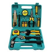BIMZUC 13-Piece Utility Toolbox Multifunctional Hand Tool Set for Household Maintenance, Auto Repairs with Hammer, Pliers, Screwdrivers, Wrench, and Tape Measure in Carrying Case
