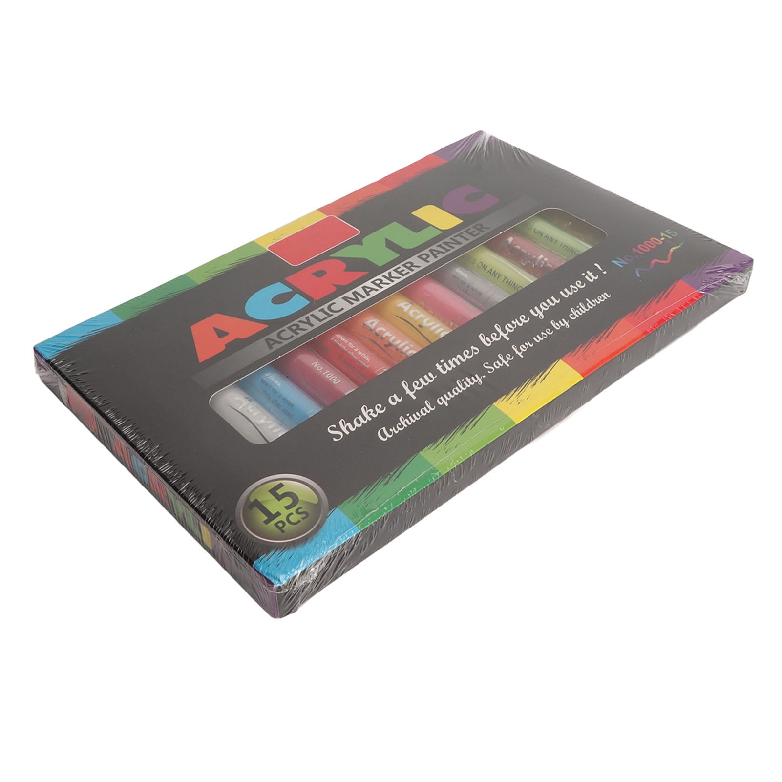 BIMZUC 15 Colors Paint Pens Acrylic Markers Quick Dry Art Paint Markers for Paper Glass Ceramic DIY Crafts, 9.45 inches / 24 cm