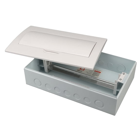 BIMZUC 15 Way Circuit Breaker Box White Cover Surface Mounted Power Distribution Box with DIN Rail for Indoor and Outdoor Use PC and Stainless Steel Panel 14.1 Inches / 357 mm