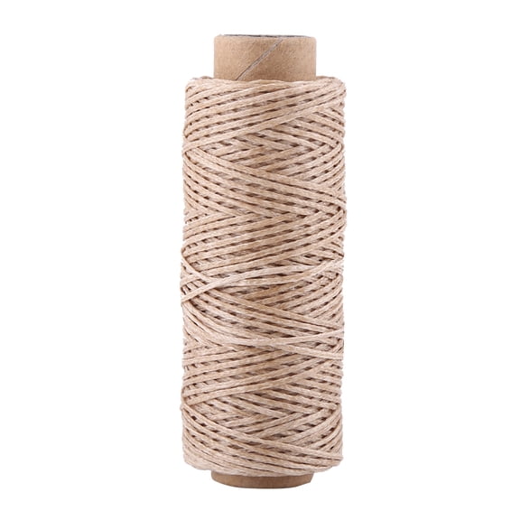 BIMZUC 150D Leather Sewing Waxed Thread 1mm Flat Wax String Cord for Hand Stitching Craft Shoe Bag Repair, Khaki 54.68 Yards / 50m Single Spool Durable Heavy Duty Polyester Line Material