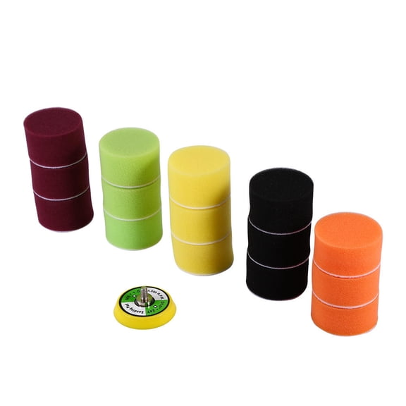 BIMZUC 16Piece 2" Flat Polishing Buff Pad Set for Air Sander & Car Polisher, M6 Thread, AbrasionResistant Polymer Sponge, QuickChange Adhesive Backing
