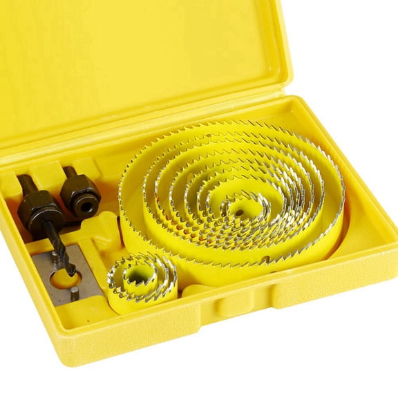 BIMZUC 16-Piece Woodworking Hole Saw Drill Bit Set, Yellow Heavy-Duty Cutter Tools (7.87 inches / 20 cm)