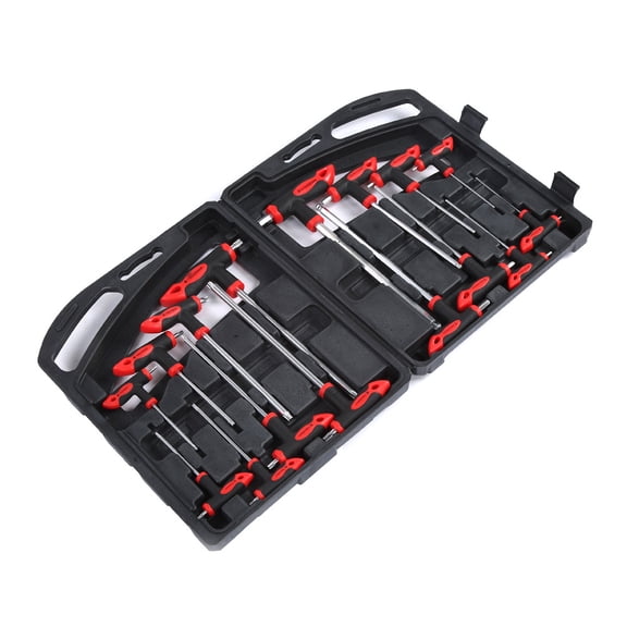 BIMZUC 16 Pieces Premium Chrome-Vanadium Steel T-Handle Ball End Hex Key Wrench Set and T-Handle Star Wrench Set, Heavy Duty Hand Tools for Automotive, Electrical, and Home Repair