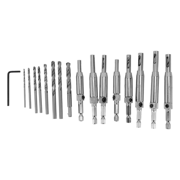 BIMZUC 17-Piece Self Centering Drill Bit Set High Speed Steel Hex Shank Hinge Tapper Core Tools for Woodworking Doors and Windows