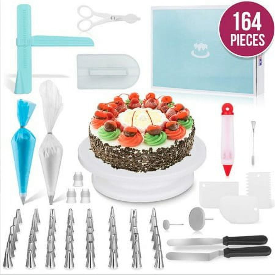 114 Pieces Cake Decorating Supplies Kit for Beginners, Cupcake Decorating Tools Baking Supplies Set for Kids and Adults, Cake Turntable Stands, Piping