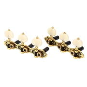BIMZUC 1R1L Classical Guitar Tuning Pegs Set, Metal and White Shell String Locking Tuners Machine Heads Replacement Parts with 8 Screws for Acoustic Guitars 5.51 inches / 14 cm