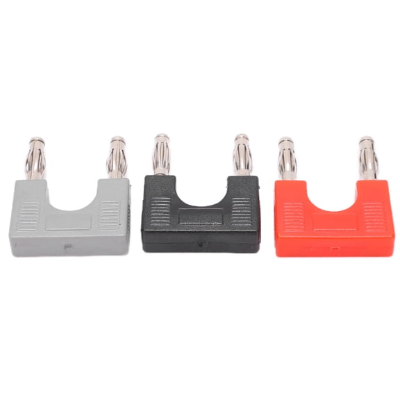 BIMZUC 1Set U38 4mm Banana Plug Copper Nickel Plated Double Row Connector Red Black Gray Dual Terminals 1.3 in / 33 mm Electrical Test Leads Oscilloscope Accessories