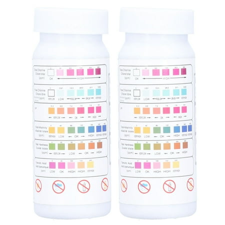 BIMZUC 2 Bottle 6-in-1 Water Chemistry Test Strips, Swimming Pool & Spa Test Strips, Total 100 Strips