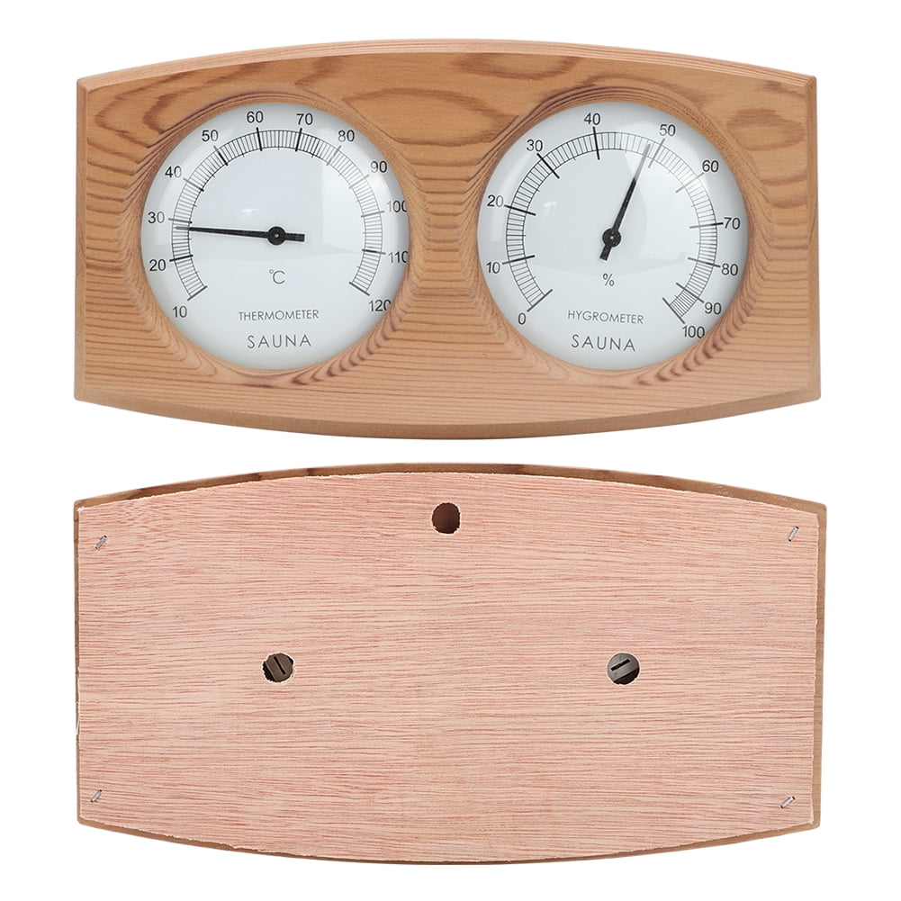 BIMZUC 2-In-1 Cedar Wood Analog Thermo-Hygrometer for Sauna and Steam Room, 9.4 x 5.1 inches