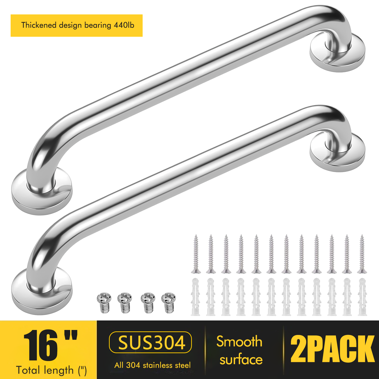 HealthSmart Grab Bars for Bathroom with BactiX, Shower Handle for ...