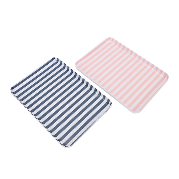 BIMZUC 2-Pack Pink & Blue Plastic Food Trays  Durable, Stylish Serving Platters for Couples, Ideal for Breakfast, Desserts & Dcor