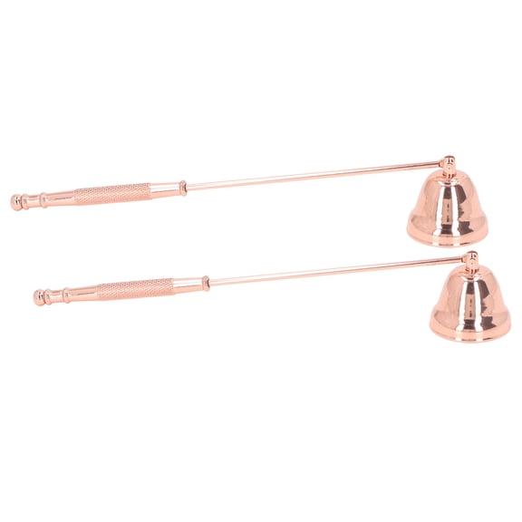 BIMZUC 2‑Pack Rose‑Gold Bell‑Shape Candle Snuffer with Long Metal Handle – Safe, Decorative, Easy‑to‑Use Flame Extinguisher