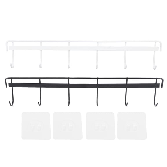 BIMZUC 2-Pack Wall-Mounted Stainless Steel Coat Rack, 6 Hooks Each, Black & White, 304 Steel, Space-Saving, Multi-Use, Easy Install