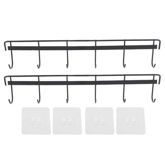 BIMZUC 2-Pack Wall-Mounted Stainless Steel Coat Rack with 6 Hooks, 304 Steel, Black, Space-Saving, Multi-Use, Easy Install