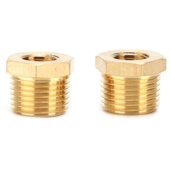 BIMZUC 2 Pcs Brass Hex Reducer Bushing Pipe Fitting 1/2 Inch NPT Male to 1/4 Inch NPT Female Tube Hose Adapter Connector For Pneumatic Hydraulic Valves Manifolds Gas Tanks Car Auto Parts Accessories