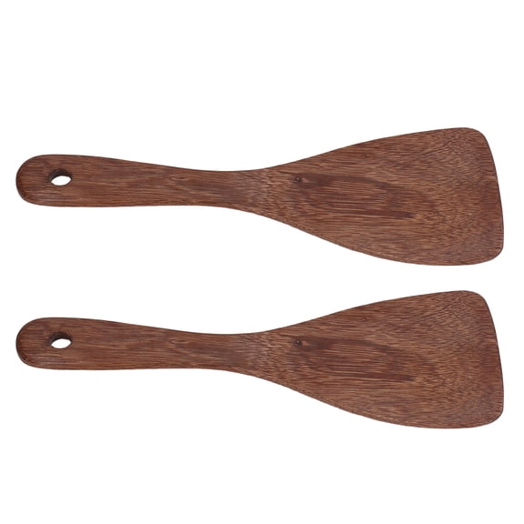 BIMZUC 2 Pcs Natural Wooden Rice Paddle Cooker Spatula, 8.7 inches / 22 cm Millettia Laurentii Wood Kitchen Cooking Spoons for Mixing and Serving Rice, Bevel Edge Design for Home Chefs