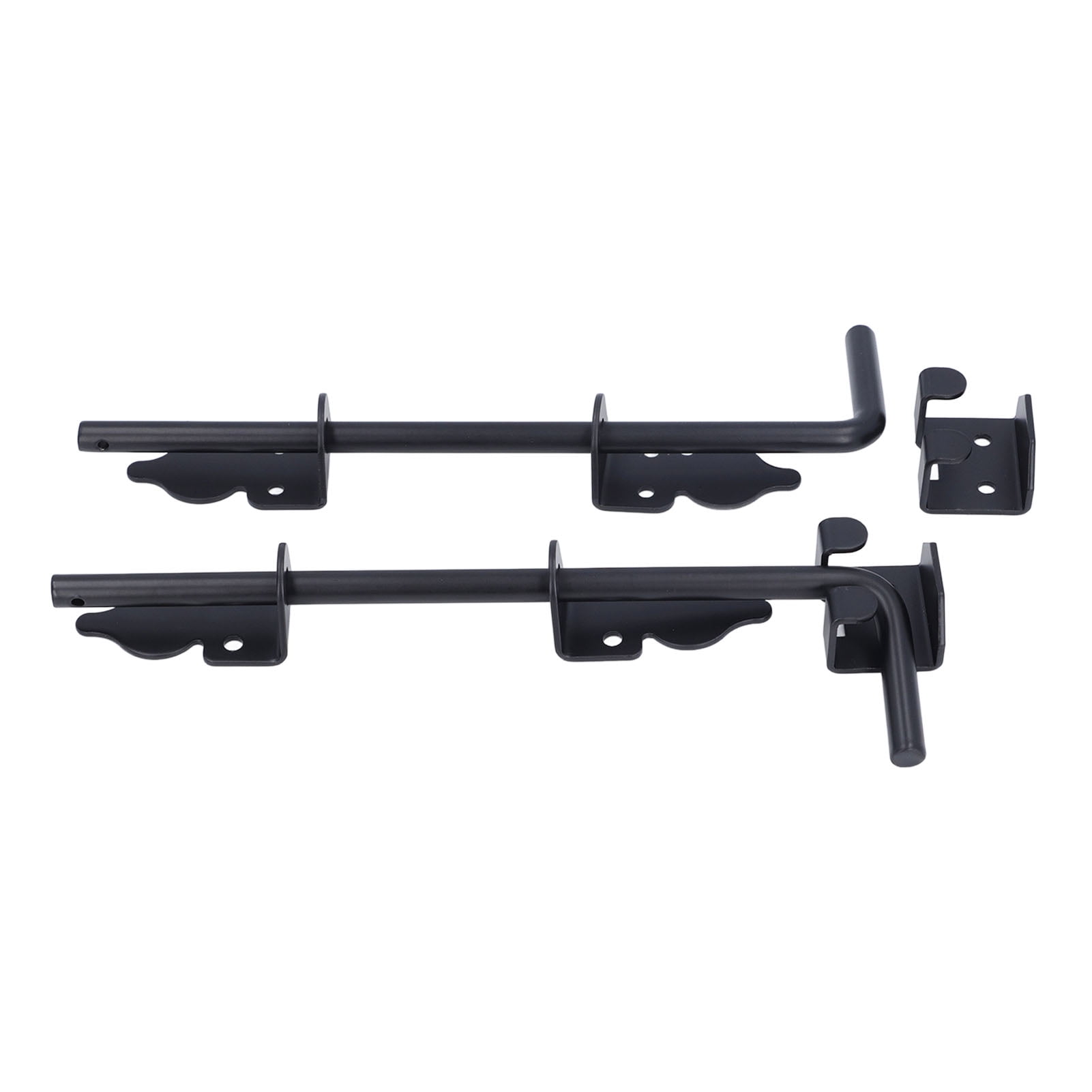 BIMZUC 2-Piece Gate Ground Latch 12 Inch / 30.5 cm Heavy Duty Metal Gate Drop Rod Black Powder Coated Cane Bolt for Wooden Fences Double Gates and Metal Doors