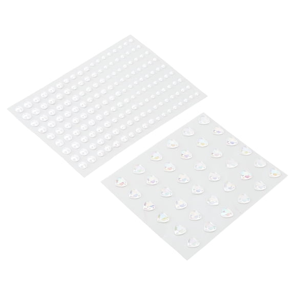 BIMZUC 2 Sheets False Pearl Makeup Stickers Self Adhesive Heart Shaped Rhinestone Sticker for Face Eye Decoration Body Art Crystals Jewels (5.91 x 3.94 inches)