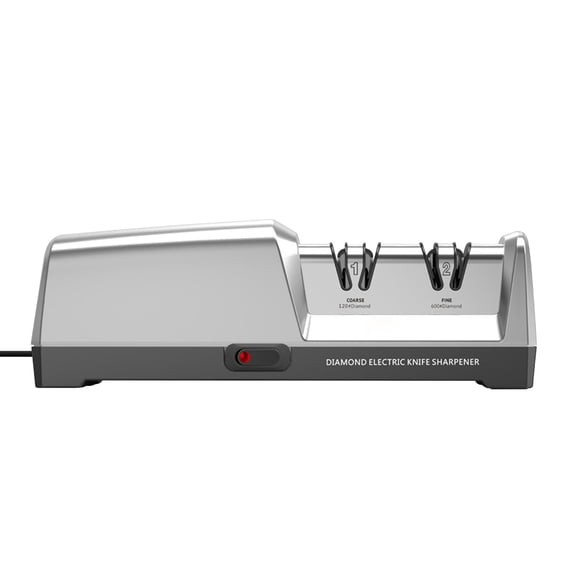 BIMZUC 2-Stage Electric Knife Sharpener 20-Degree Straight Edge with Diamond Abrasives for Kitchen Knife Sharpening and Polishing Tool (US Plug 110V, Black)