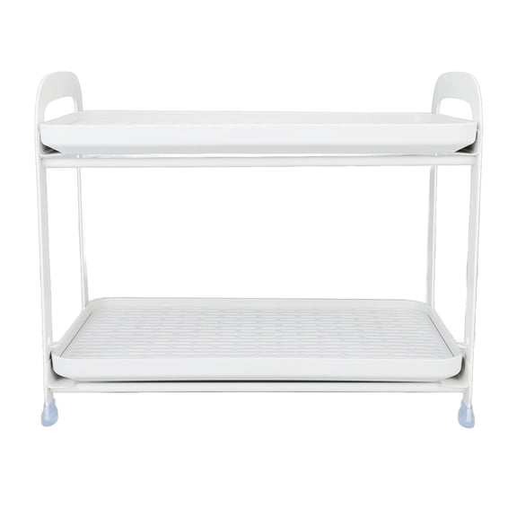 BIMZUC 2Tier Carbon Steel Cup & Mug Drying Rack with Drain Tray, DoubleLayer Kitchen Countertop Organizer, AntiSlip Feet, Removable Trays