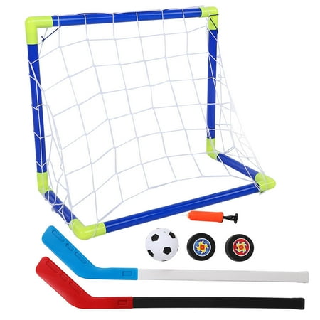 BIMZUC 2-in-1 Soccer Goal and Kids Ice Hockey Net Set for Backyard Indoor Training Kit with Balls and Pump (50.4 x 11.8 x 22.8 inches / 128 x 30 x 58 cm)