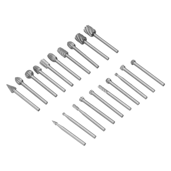 BIMZUC 20-Piece High Speed Steel Rotary File Set, 1/8 inch Shank Woodworking Carving Bits, DIY Grinding Head Accessories for Polishing, Engraving, Drilling, and Shaping Wood