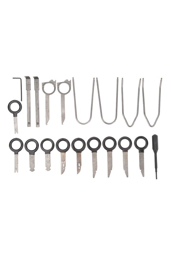20-Piece Universal Car Radio Stereo Removal Tool Kit, Premium Steel CD Player Release Keys Extractors Set for Most Vehicles, Automotive Specialty Dash Trim Removal Mechanic Tools