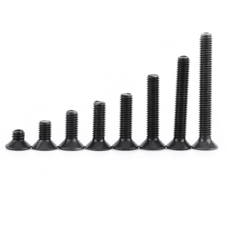 BIMZUC 200 Pieces M3 Countersunk Flat Head Hex Socket Screw Bolt Fastener Assortment Set, 10.9 Grade Alloy Steel Metric Machine Screws for Home Office Appliance, Black (0.118 inches / 3 mm)
