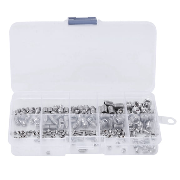 BIMZUC 200Pcs Grub Screw Cone Point Hex Socket Stainless Steel Set for Accuracy Instruments