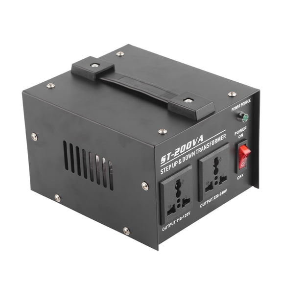BIMZUC 200W Step Up Step Down Power Transformer Voltage Converter ST-200VA with 2 Universal Sockets 110V to 220V