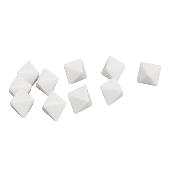 BIMZUC 20PCS 8 Sided Dice Plastic Blank DIY Dice Set for Board Games Party Math Counting Teaching White, 3.94 inches / 10 cm