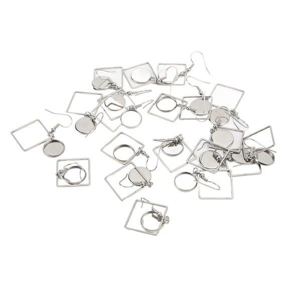 BIMZUC 20PCS Earring Blanks 12mm Stainless Steel Hollow Out Trays for DIY Jewelry Making Crafts Hypoallergenic Stud Earring Components Findings for Beginners and Professionals