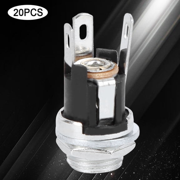 BIMZUC 20Pcs DC Power Supply Female Jack Socket W/ 5.5x2.1MM Thread Nut Panel Mount Connector DC025M DC-025, Rated Load 30/1VA, Perfect for Industrial & Electrical Projects[cite: 1]