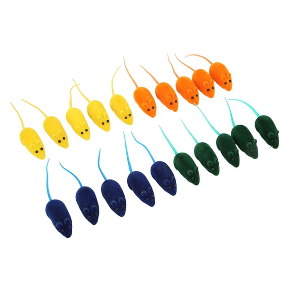 BIMZUC 20Pcs Squeak Mouse Toy Safe Interactive Relieve Stress Squeaky Cat Toys for Pet Cats (9.45 inches / 24.00 cm)