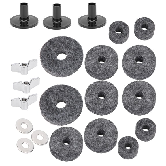 BIMZUC 21-Piece Drum Felt Pad Kit with Non-Slip Cymbal Nuts Washers and Casings Set Premium Musical Instrument Replacement Hardware Accessories for Acoustic Percussion Gear