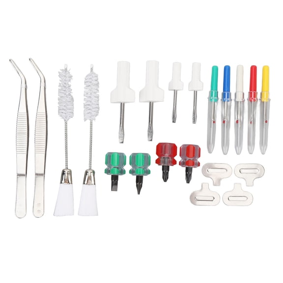 BIMZUC 21Piece Sewing Machine Cleaning & Repair Kit Tweezers, Screwdrivers, Seam Rippers & DualSided Brush
