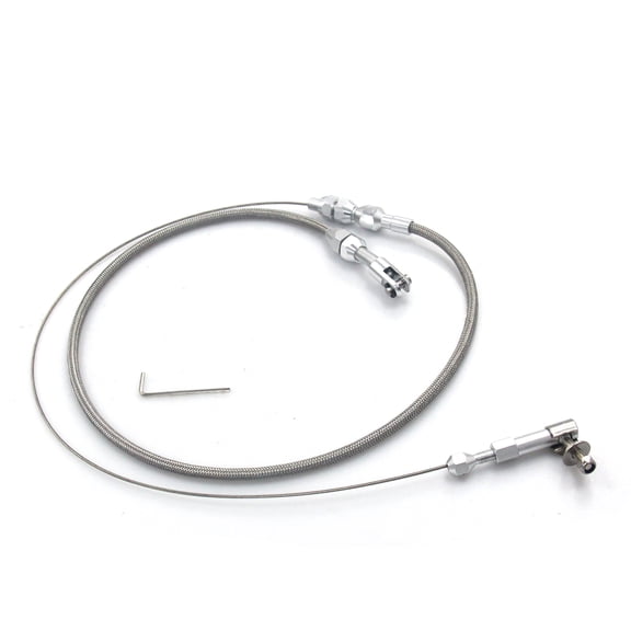 BIMZUC 24-Inch Braided Stainless Steel Throttle Cable Kit, High-Performance Premium Aluminum Alloy Throttle Response Accelerator Cable Replacement Unit for Diverse Vehicle Engines (24 in / 61 cm)