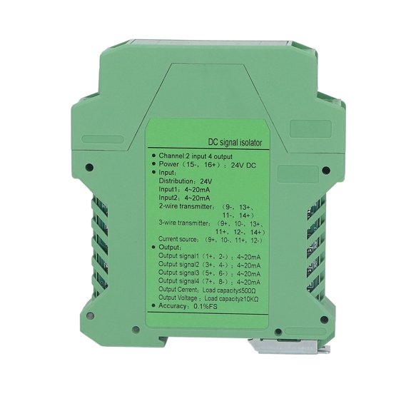 BIMZUC 24V DC Signal Isolator 2 in 4 Out Direct Current Signal Conditioner Transmitter PLC Detection 4-20mA Input / Output Channels - 4.5x3.9x0.9 Inches Compact ABS Industrial Module